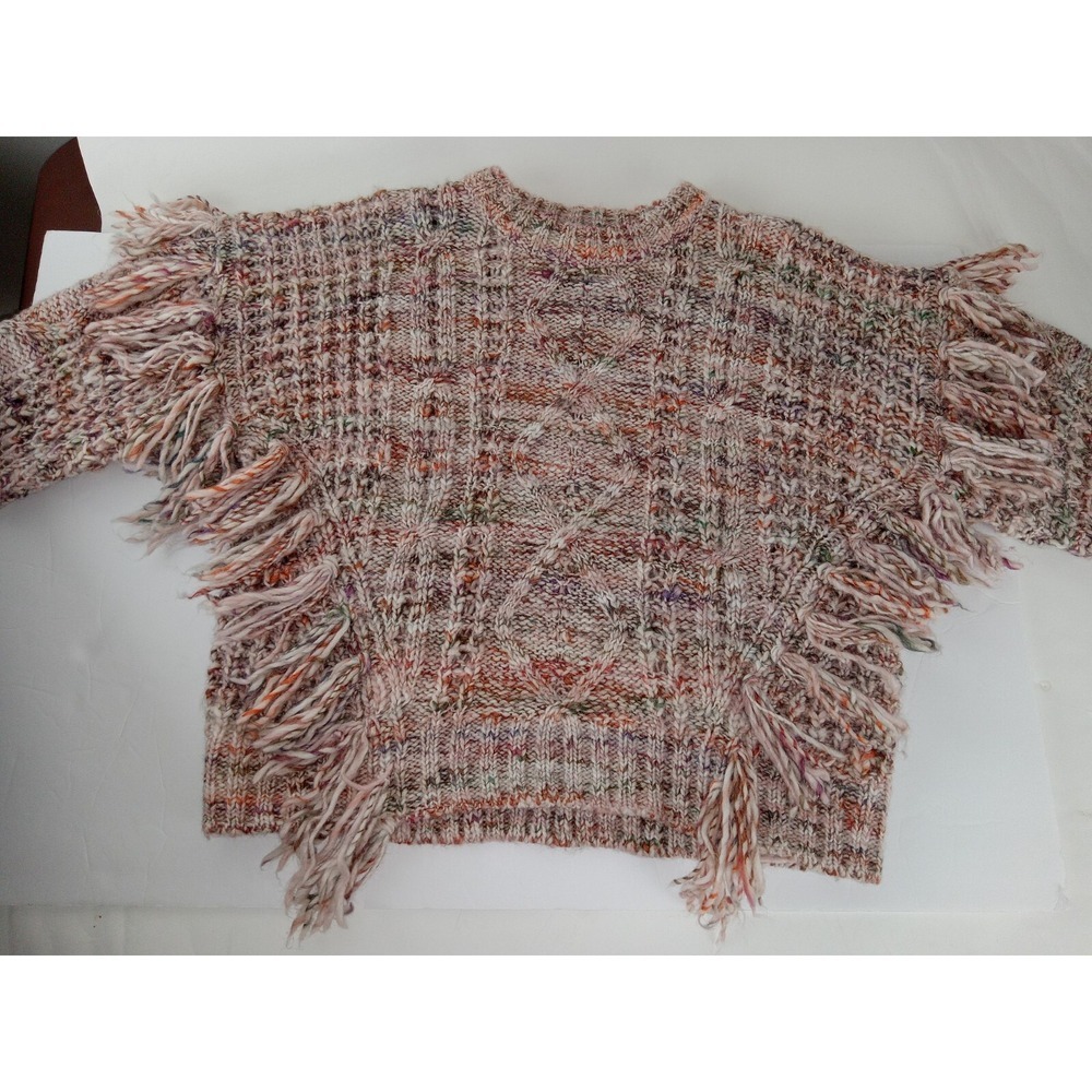 Joie Meghan‎ Women's Cable Knit Wool Blend Long Sleeve Fringe Sweater Size S - Picture 8 of 11
